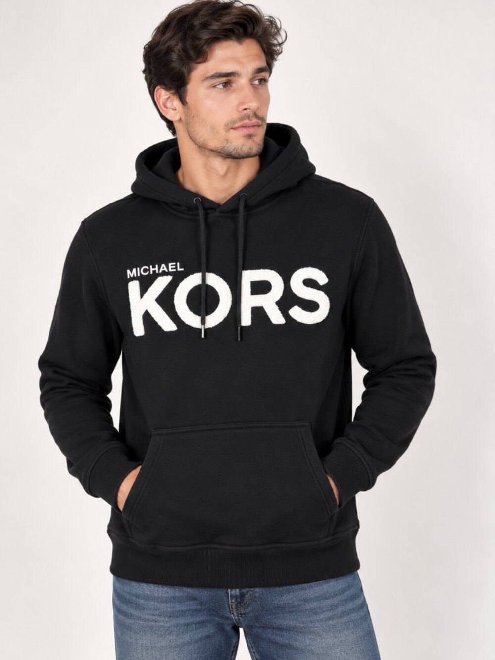 Michael Kors Men’s M Black Logo Pullover Hoodie Sweatshirt